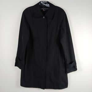 Fleet Street Coat Womens Sz M All Weather Polyester Nylon Water Resistant Black